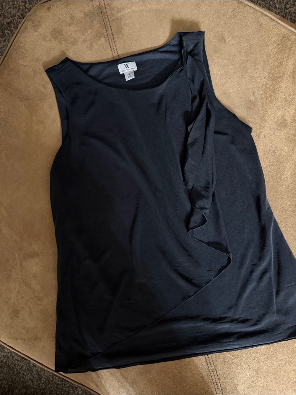 Worthington Black Sleeveless Tank with Side Twist Detail